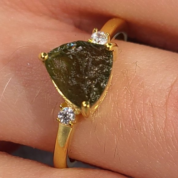 Moldavite ring size 8-Moldavite jewelry - Picture 4 of 9